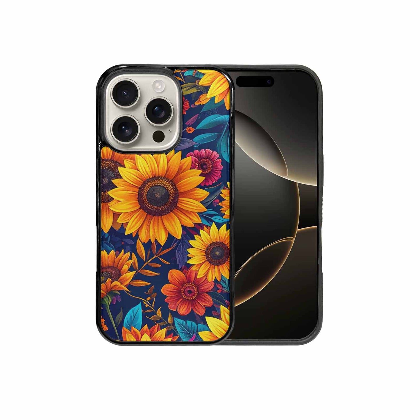 iPhone 16 Pro Case — Sunflower Skulls Print Custom, Custom Phone Case
