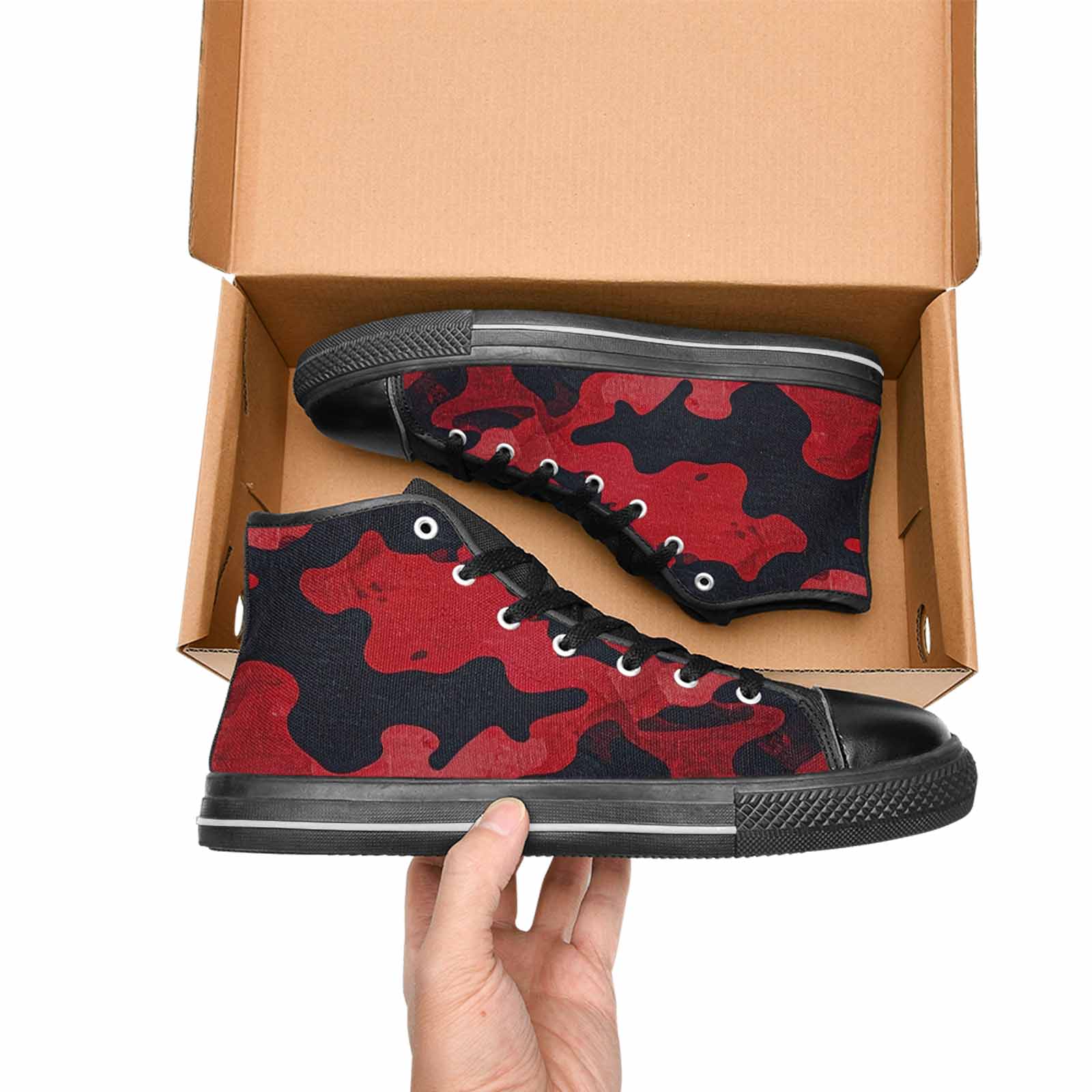 WOMEN'S Tactical Camo Red Black High Top Canvas Aesthetic Sneakers