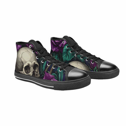 MEN'S Skulls Roses Gothic Filigree High Top Canvas Neon Fantasy Custom Shoes