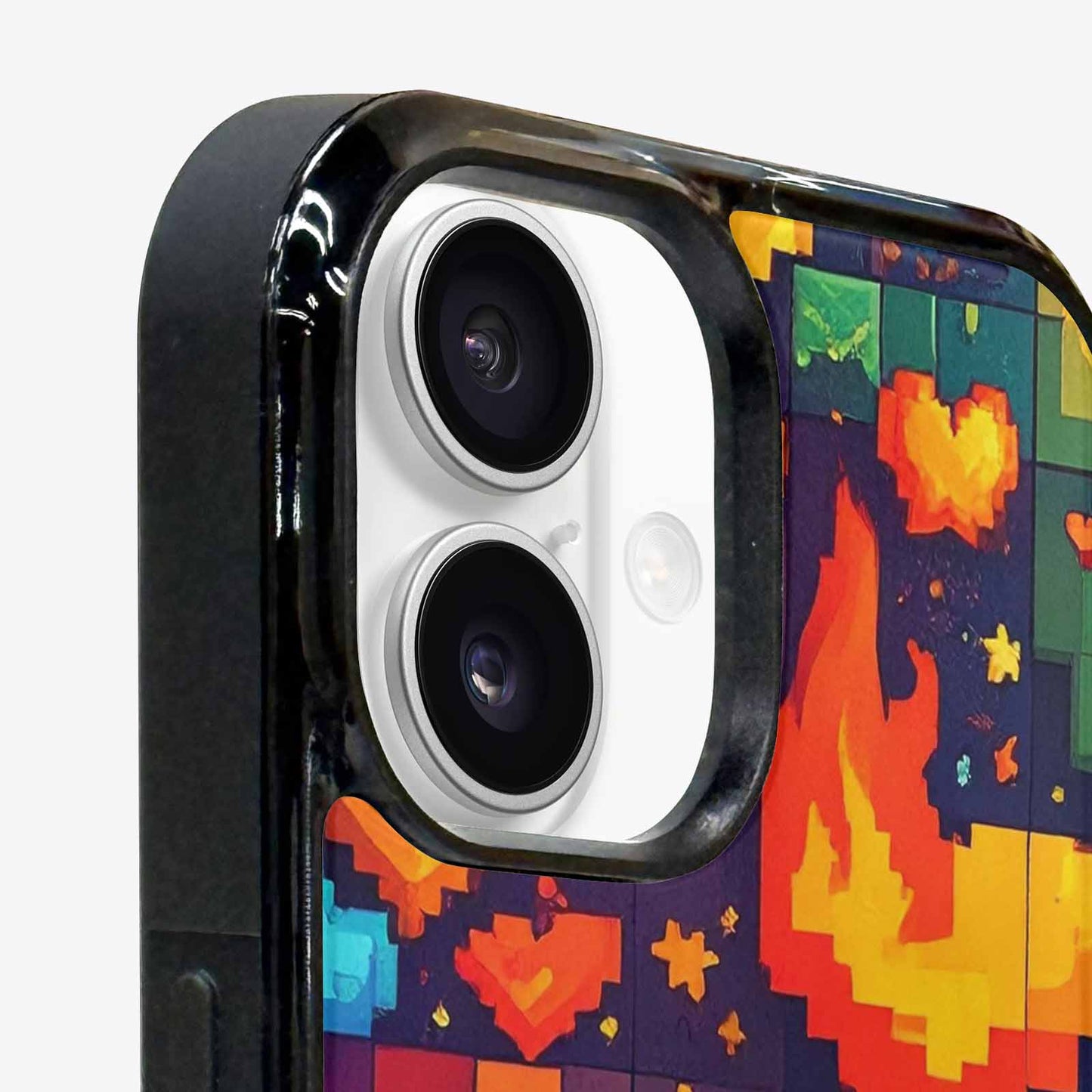 iPhone 16 Case — Pixel Art 8 Bit Burst Pattern, Custom Phone Case