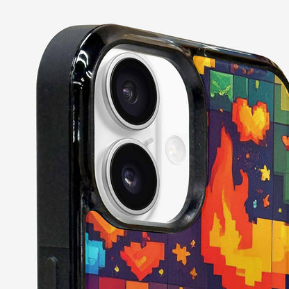 iPhone 16 Case — Pixel Art 8 Bit Burst Pattern, Custom Phone Case