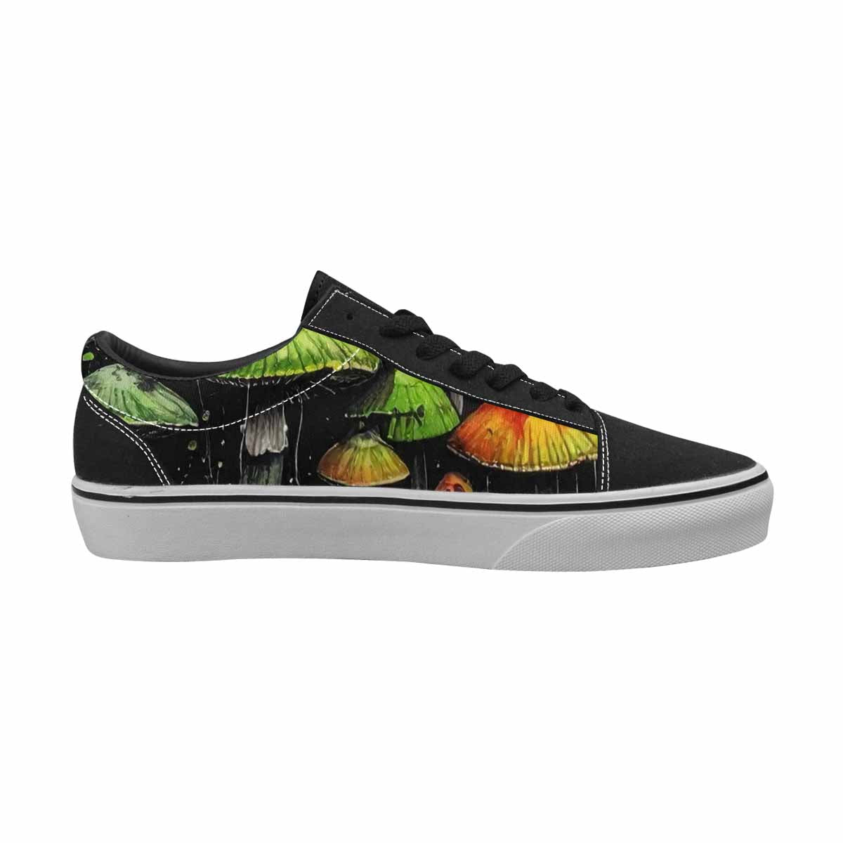 WOMEN'S Rainbow Drip Mushrooms Lace-Up Canvas Wallpaper Art Custom Sneakers