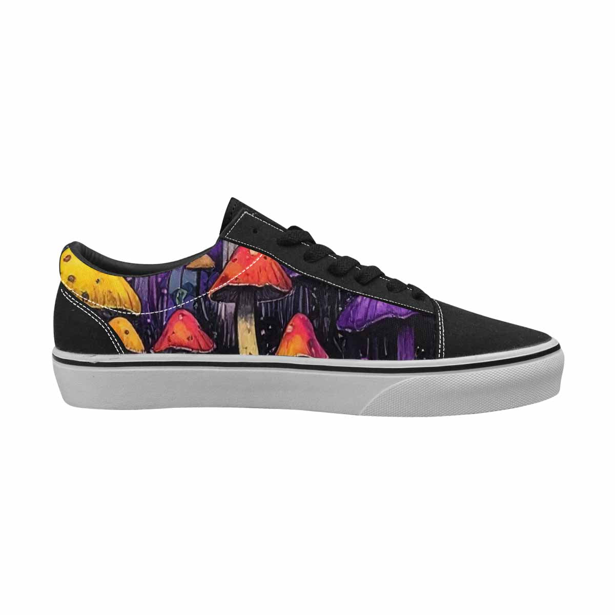 WOMEN'S Rainbow Drip Mushrooms Lace-Up Canvas Dark Academia Custom Sneakers