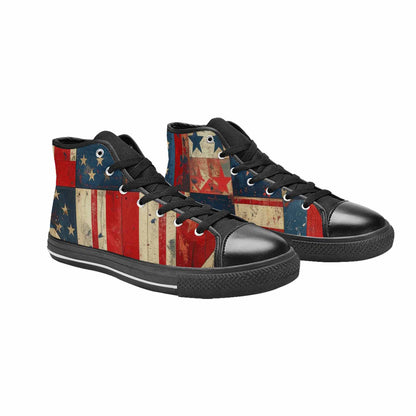 MEN'S American Flag Stars High Top Canvas Surreal Custom Shoes