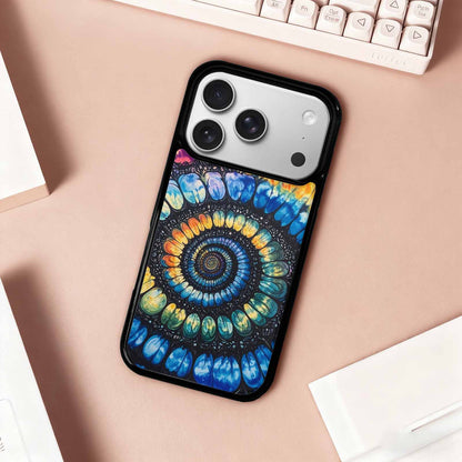 iPhone 17 Pro Case — Tie Dye Swirls Black Blue Tie, Customized Protective Case