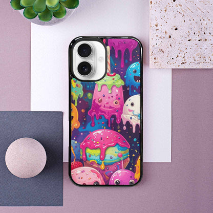 iPhone 16 Case — Melting Ice Cream Monster Charac, Custom Printed Phone Case