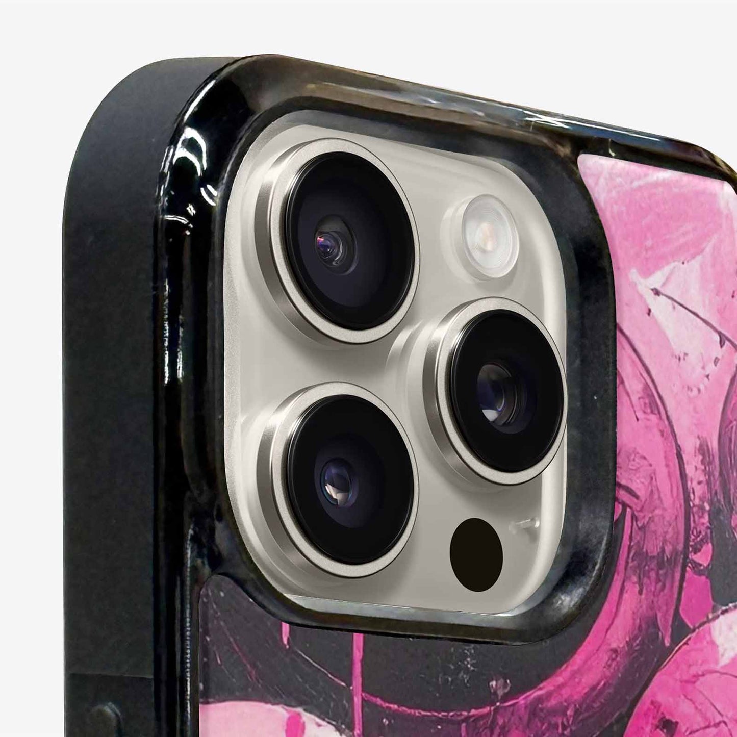 iPhone 16 Pro Max Case — Melting Moon Smiley Black Pink Ink, Custom Made Phone Cover