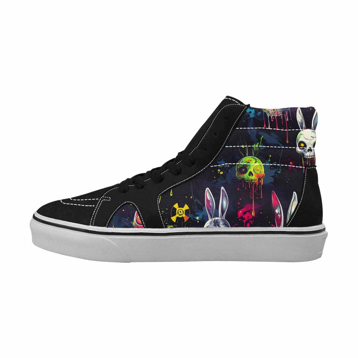 MEN'S Radioactive Ghost Bunny Skull High Top Canvas Dreamlike Custom Shoes