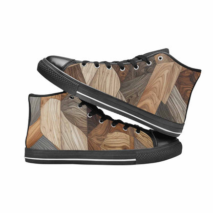 MEN'S Wood Grain Texture High Top Canvas Neon Fantasy Sneakers