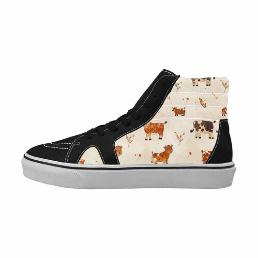 WOMEN'S Cow Animal Print High Top Canvas Wallpaper Art Custom Sneakers