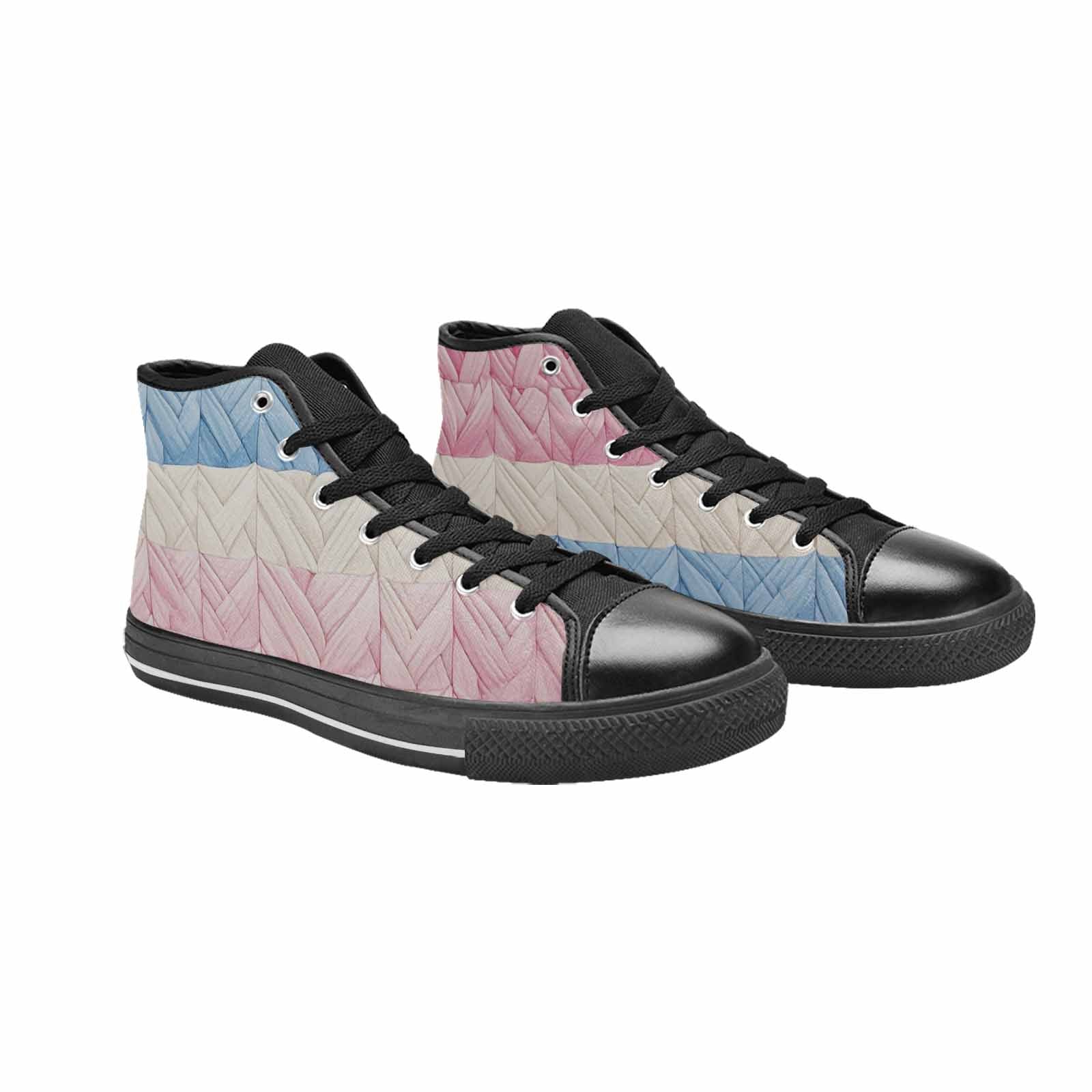 MEN'S Transgender Flag Color High Top Canvas Aesthetic Custom Sneakers