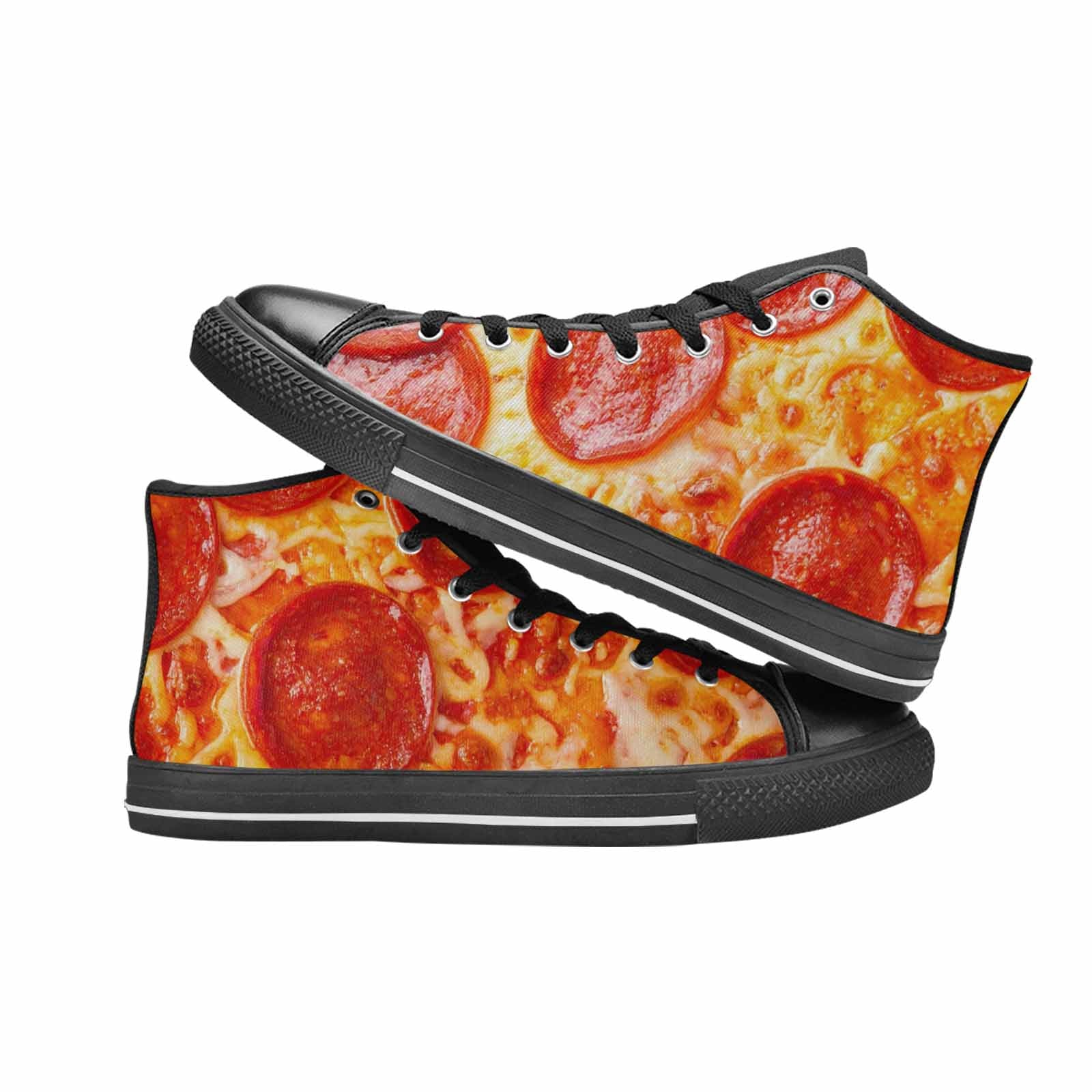 WOMEN'S Pepperoni Pizza Print High Top Canvas Dark Academia Custom Sneakers