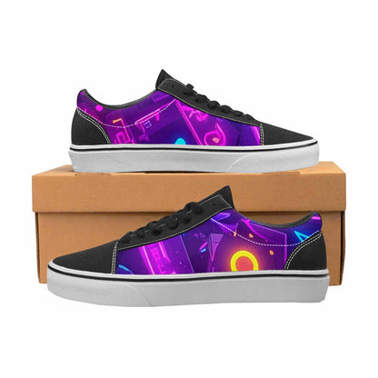 WOMEN'S 80s Retro Motif Lace-Up Canvas Wallpaper Art Sneakers