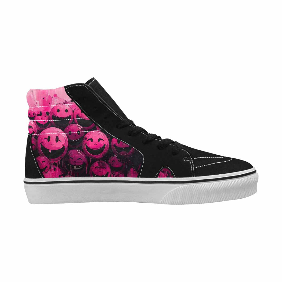 MEN'S Melting Moon Smiley High Top Canvas Wallpaper Art Custom Sneakers