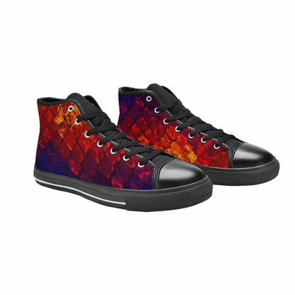 WOMEN'S Dark Snake Print High Top Canvas Vibrant Chaos Shoes
