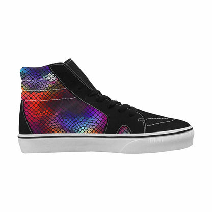 WOMEN'S Dark Snake Print High Top Canvas Neon Fantasy Sneakers