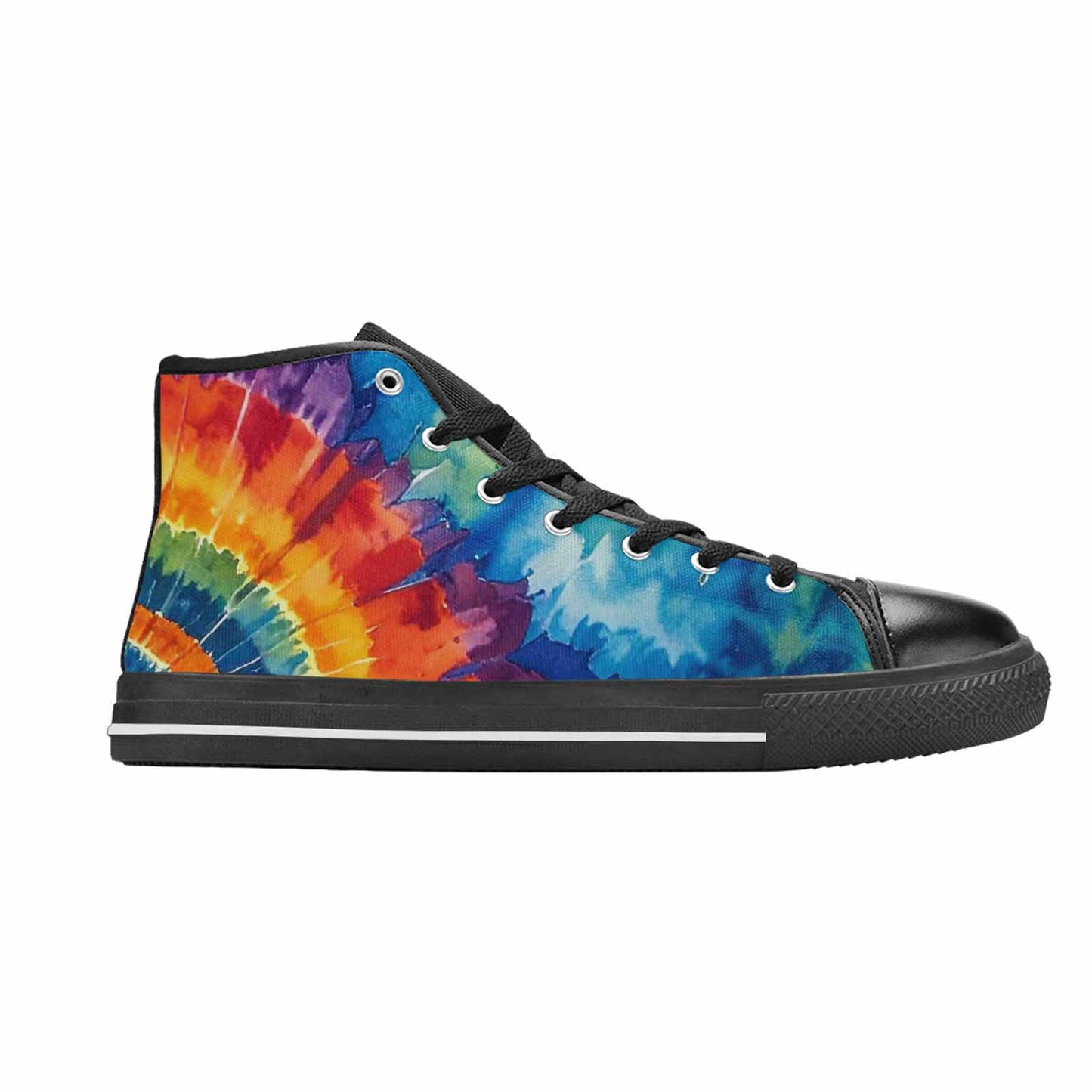 MEN'S Tie Dye Swirl Circles High Top Canvas Surreal Sneakers