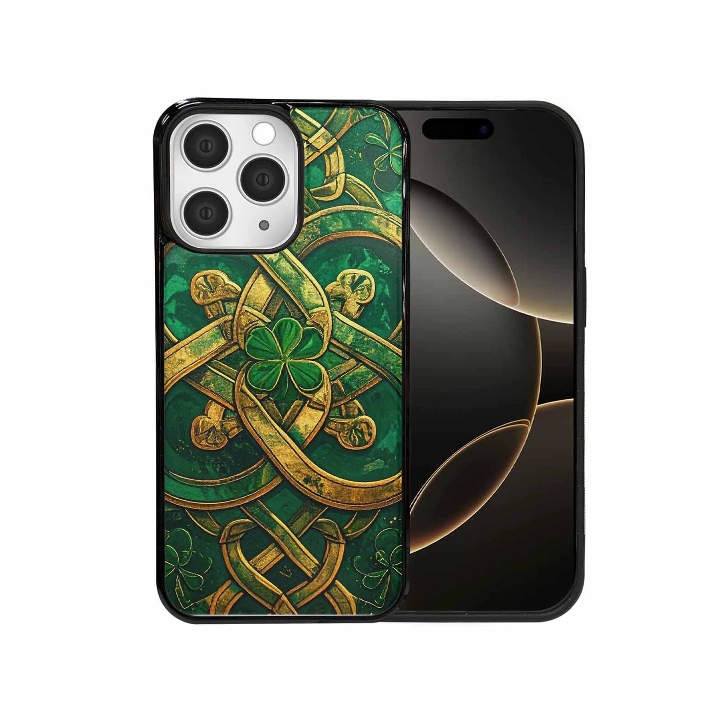 iPhone 15 Pro Max Case — Irish Celtic Knot Pattern Shamrocks Seamless, Original Design Phone Case