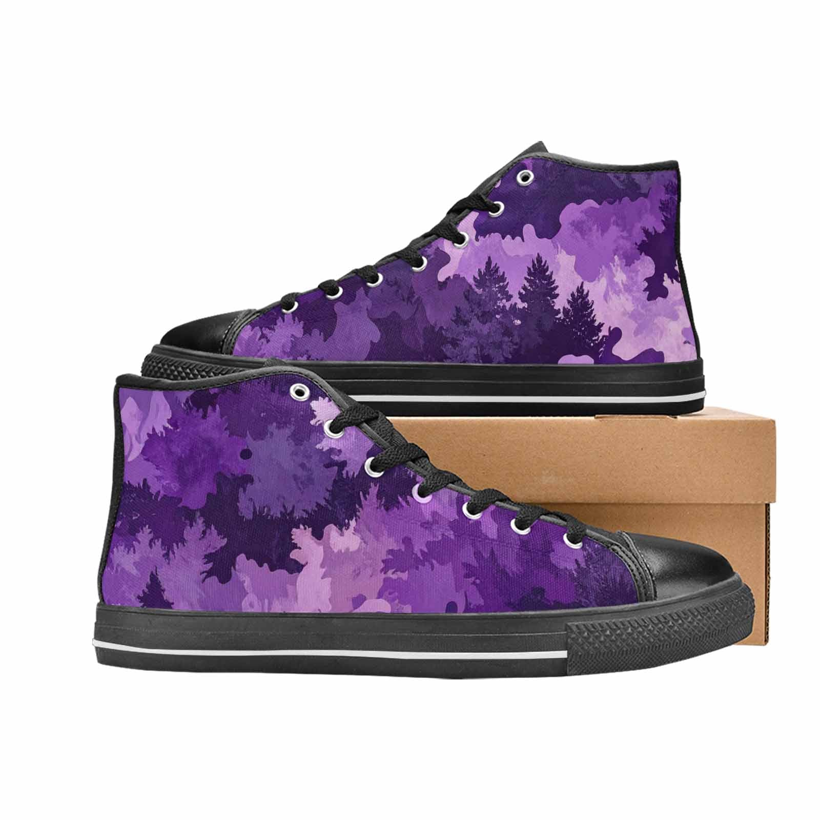 WOMEN'S Military Camouflage Blotch High Top Canvas Neon Fantasy Custom Shoes