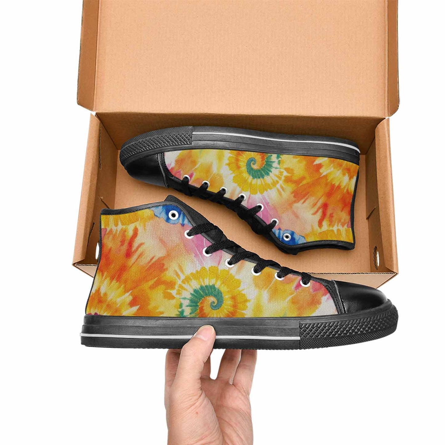 MEN'S Tie Dye Swirl High Top Canvas Neon Fantasy Custom Shoes