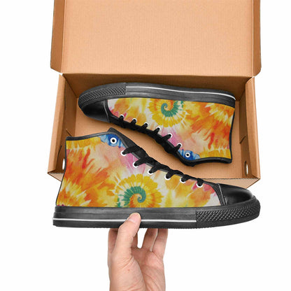 MEN'S Tie Dye Swirl High Top Canvas Neon Fantasy Custom Shoes