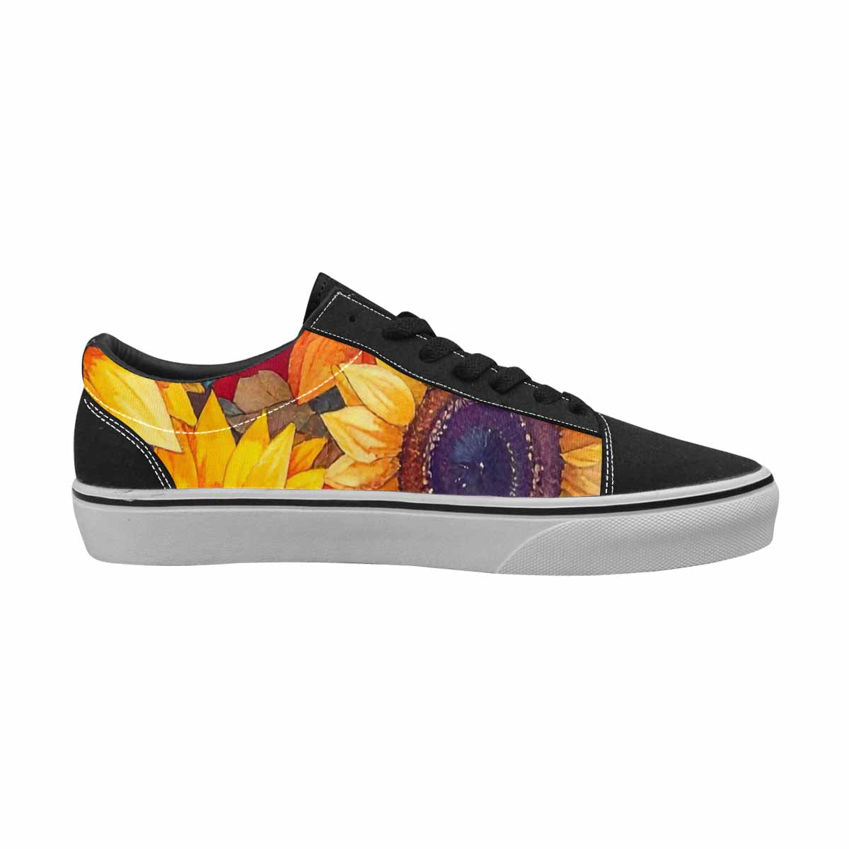 WOMEN'S Sunflower Burst Lace-Up Canvas Wallpaper Art Sneakers