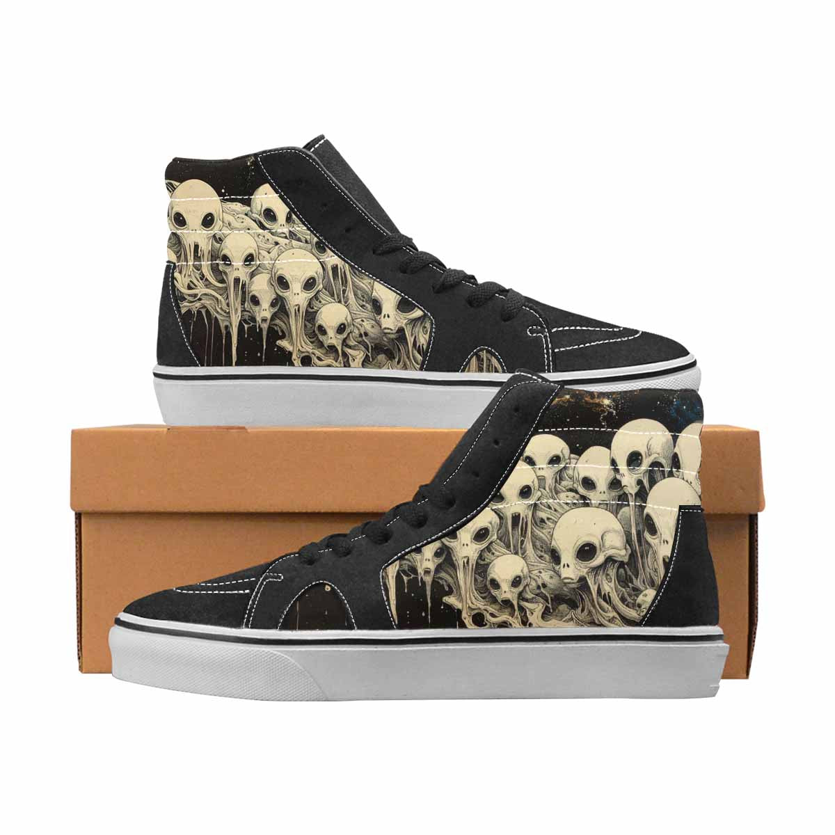 WOMEN'S Alien High Top Canvas Custom Fashion Cottagecore All Over Print Shoes