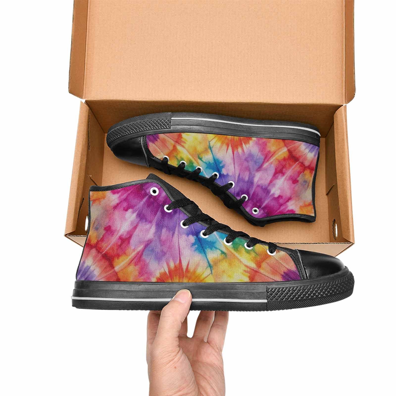 MEN'S Tie Dye Swirl High Top Canvas Grunge Sneakers