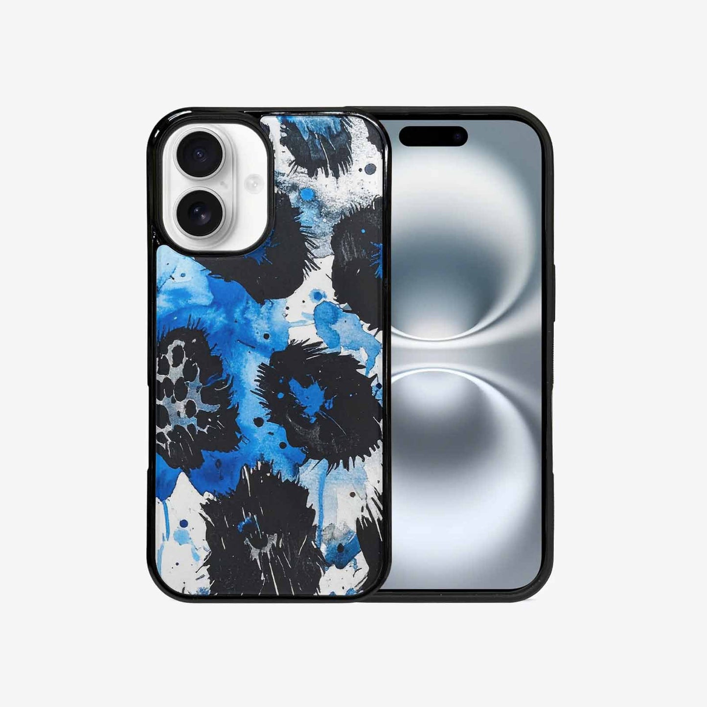 iPhone 16 Case — Animal Print Black Blue Ink Animal, Custom Made Phone Cover
