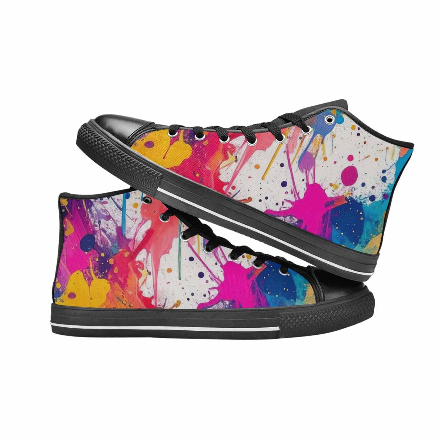 MEN'S Paint Splatter High Top Canvas Cottagecore Custom Sneakers