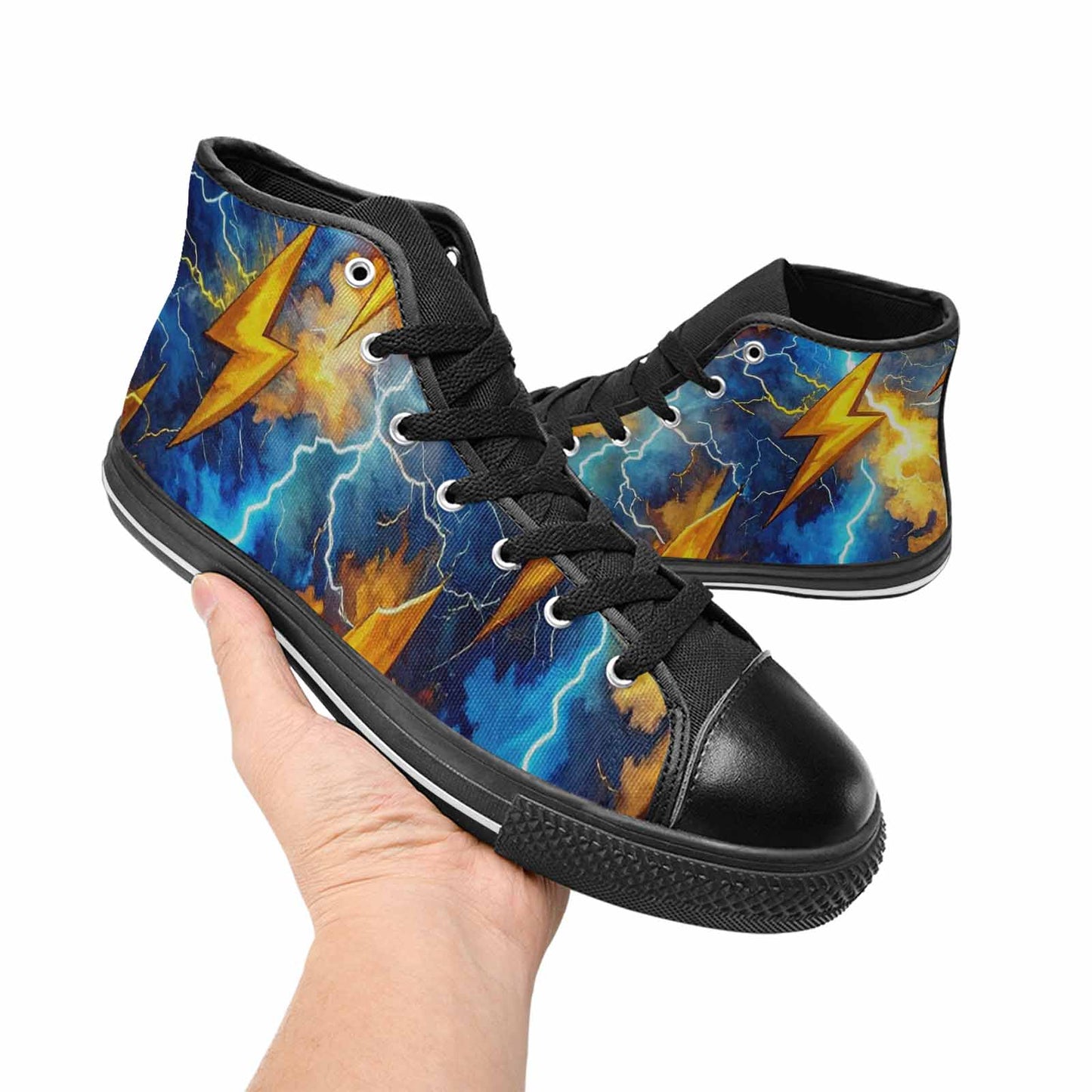 WOMEN'S Lightning Bolt High Top Canvas Surreal Custom Sneakers