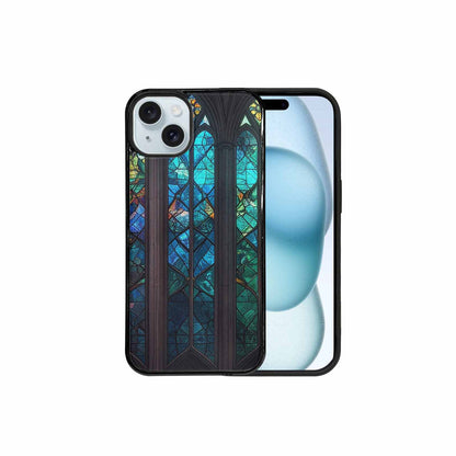 iPhone 15 Plus Case — Stained Glass Window Pattern Seamless Repeat, Custom Print Case Cover