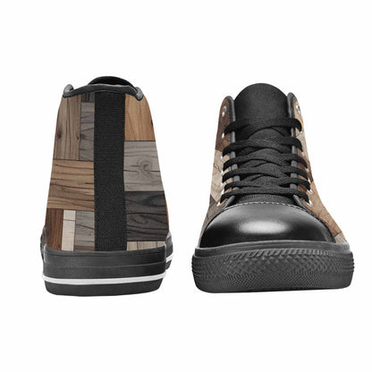 MEN'S Wood Grain Texture High Top Canvas Aesthetic Sneakers