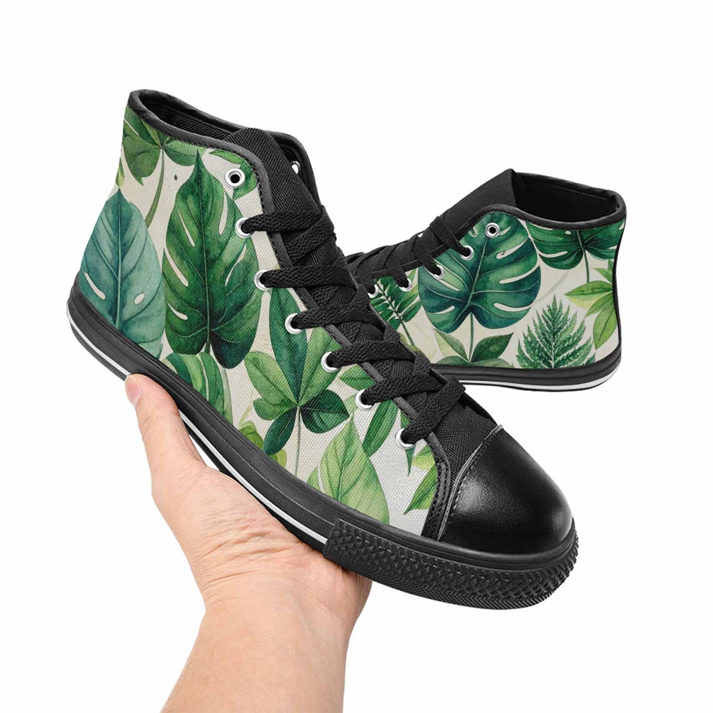 MEN'S Seven-Point Palmate Leaf High Top Canvas Grunge Custom Sneakers