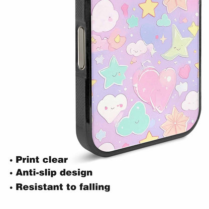 iPhone 15 Pro Max Case — Cute Kawaii Style Generic Icons Stars, Unique Phone Case Design