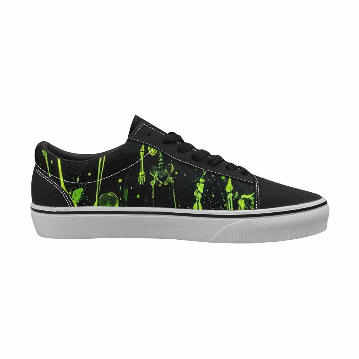 WOMEN'S Skeletons × Neon Green Lace-Up Canvas Y2K Custom Shoes
