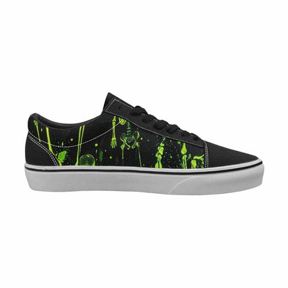 WOMEN'S Skeletons × Neon Green Lace-Up Canvas Y2K Custom Shoes