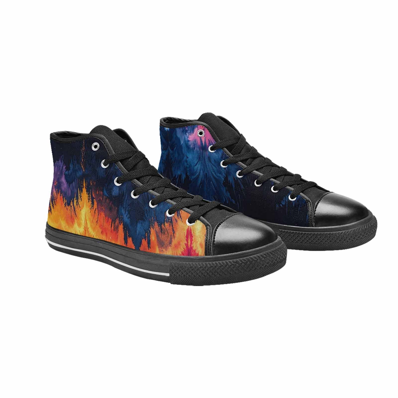 WOMEN'S Tie Dye Dark High Top Canvas Vibrant Chaos Custom Sneakers