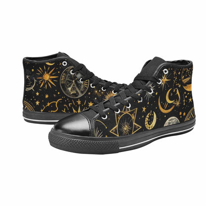 MEN'S Zodiac Constellation Star High Top Canvas Neon Fantasy Custom Sneakers