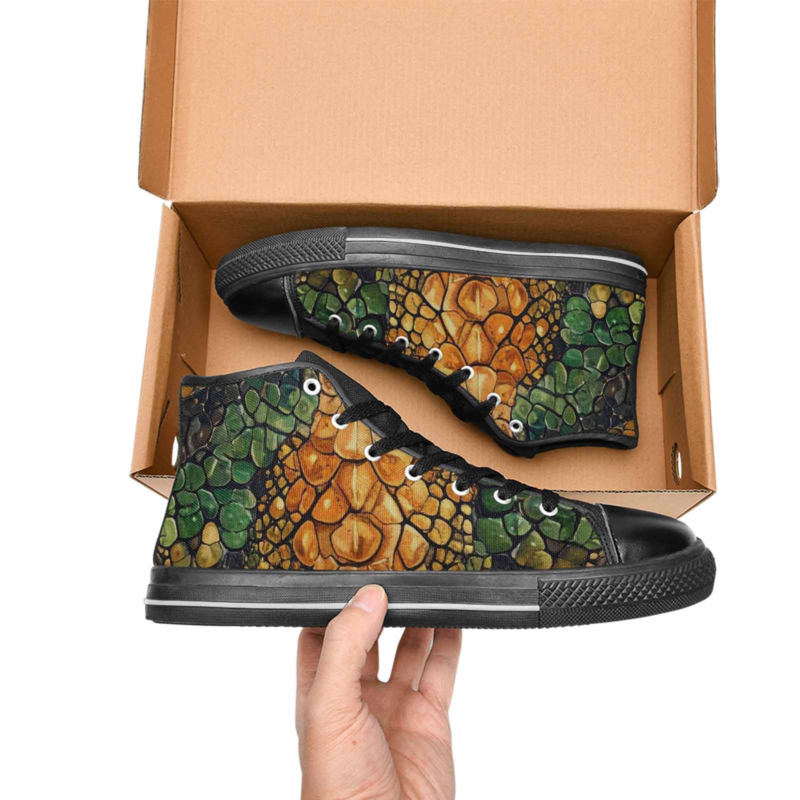 MEN'S Snake Skin Reptile High Top Canvas Aesthetic Custom Shoes