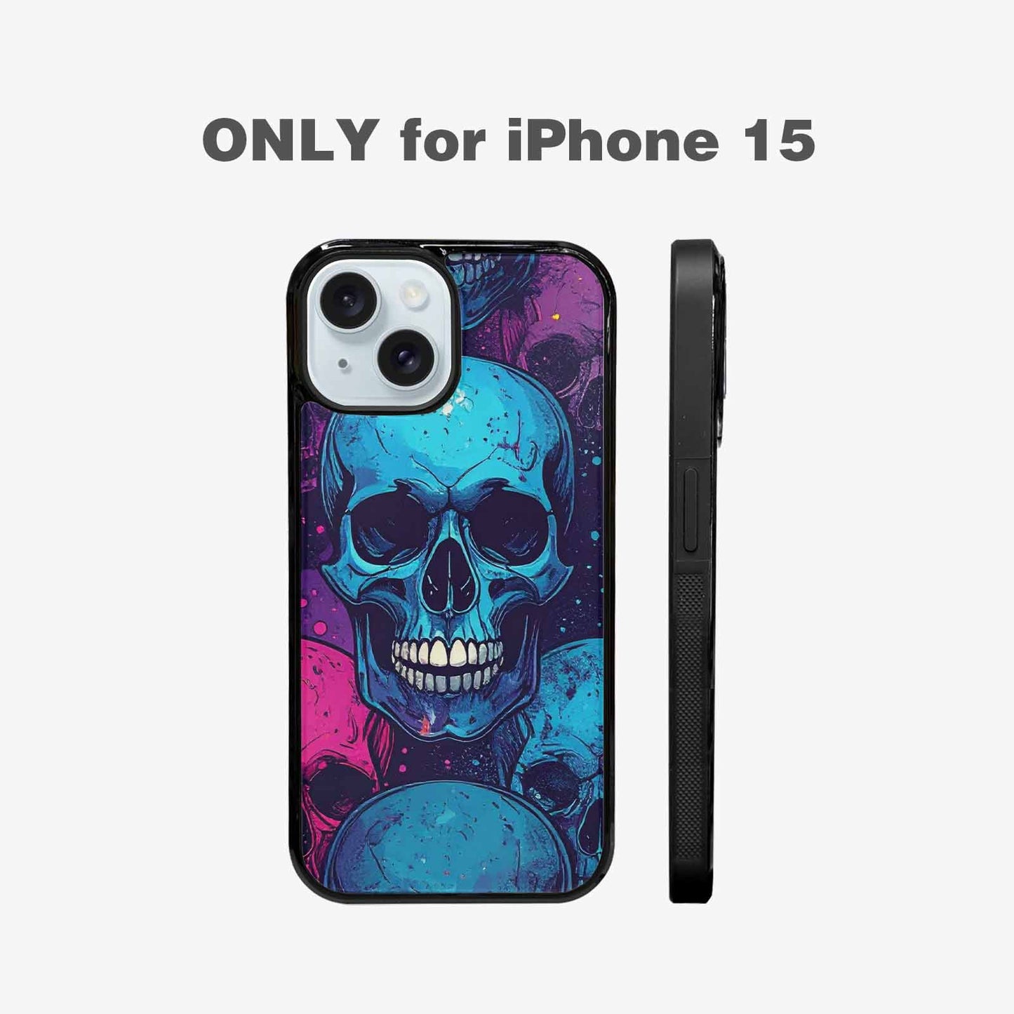 iPhone 15 Case — Skulls Splatter Comic Custom, Custom Phone Case