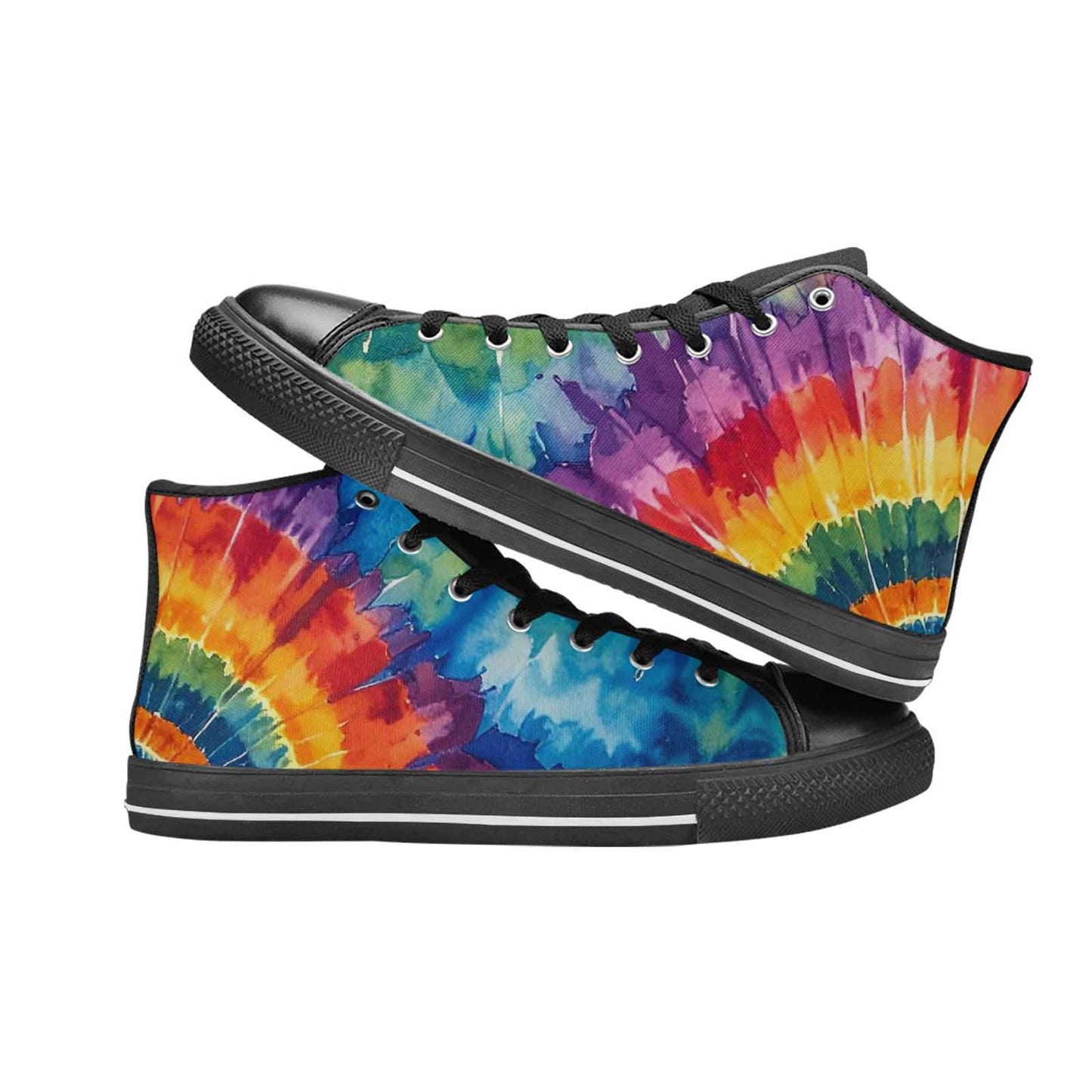 MEN'S Tie Dye Swirl Circles High Top Canvas Surreal Sneakers