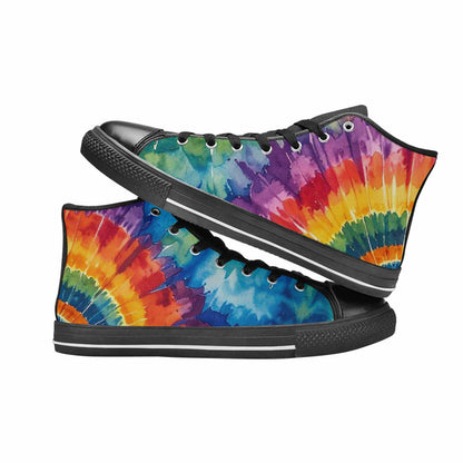 MEN'S Tie Dye Swirl Circles High Top Canvas Surreal Sneakers