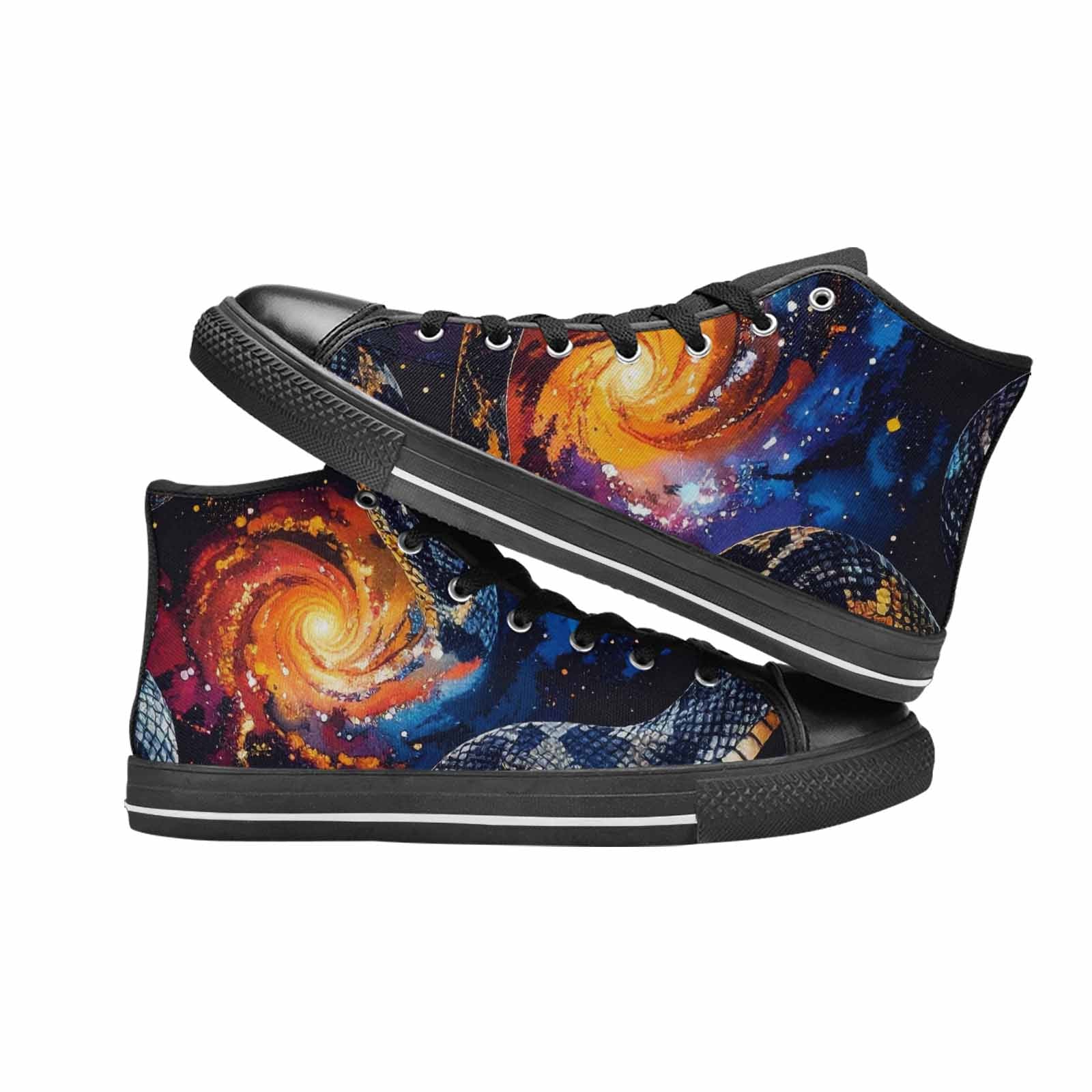 MEN'S Galaxy Snake Print High Top Canvas Dark Academia Custom Sneakers