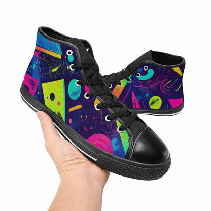 MEN'S Memphis Squiggles Triangles Dots High Top Canvas Grunge Shoes