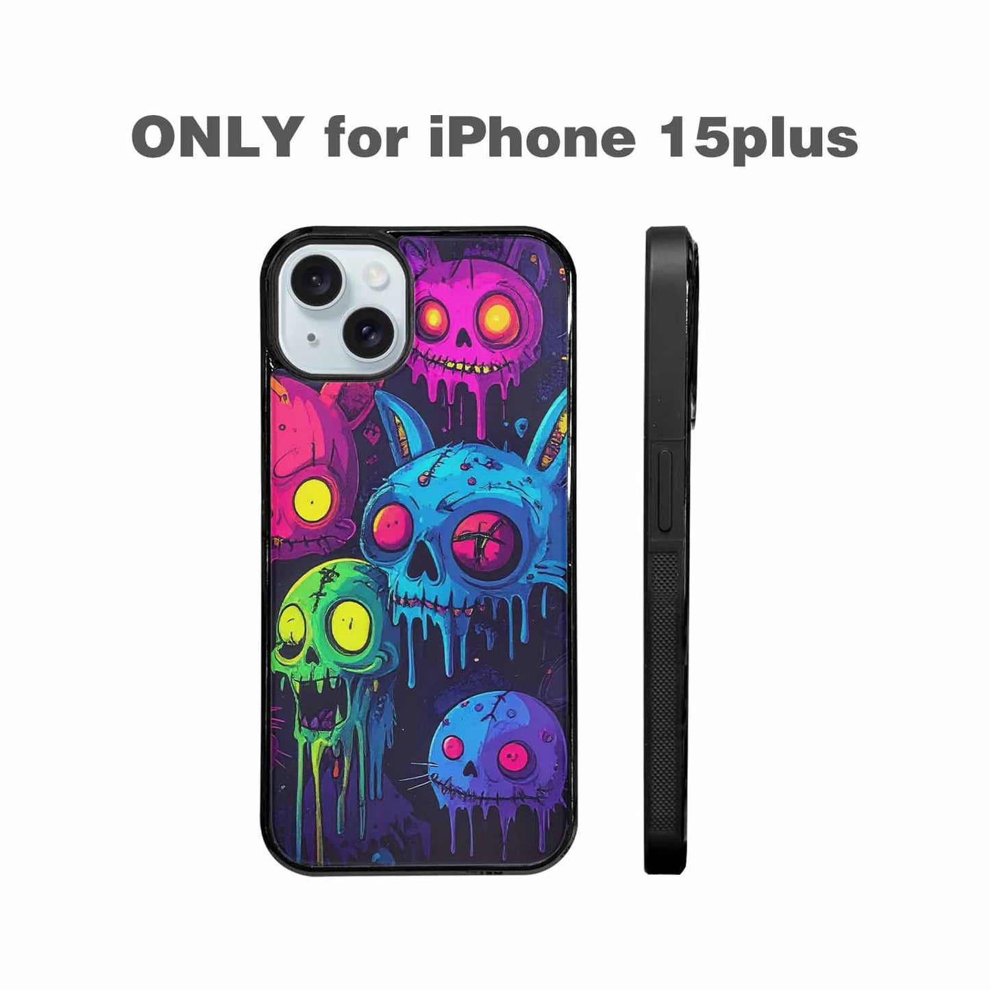 iPhone 15 Plus Case — Mixed Toxic Glow Creature Pattern Hundreds, Unique Phone Case Design
