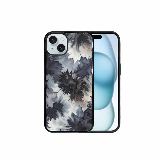 iPhone 15 Plus Case — Tie Dye Black And Gray Blended, Custom Printed Phone Case