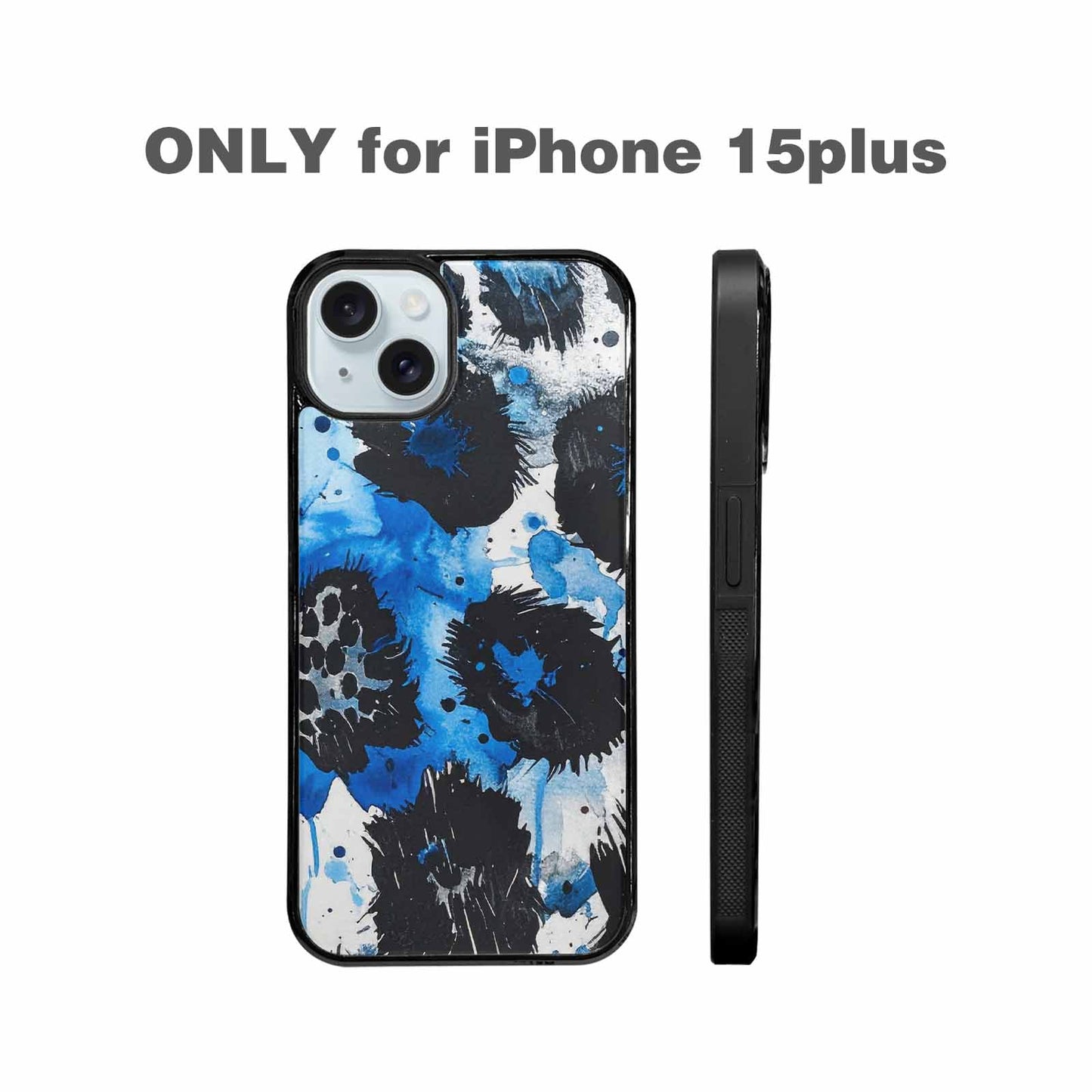 iPhone 15 Plus Case — Animal Print Black Blue Ink Animal, Personalized Phone Case