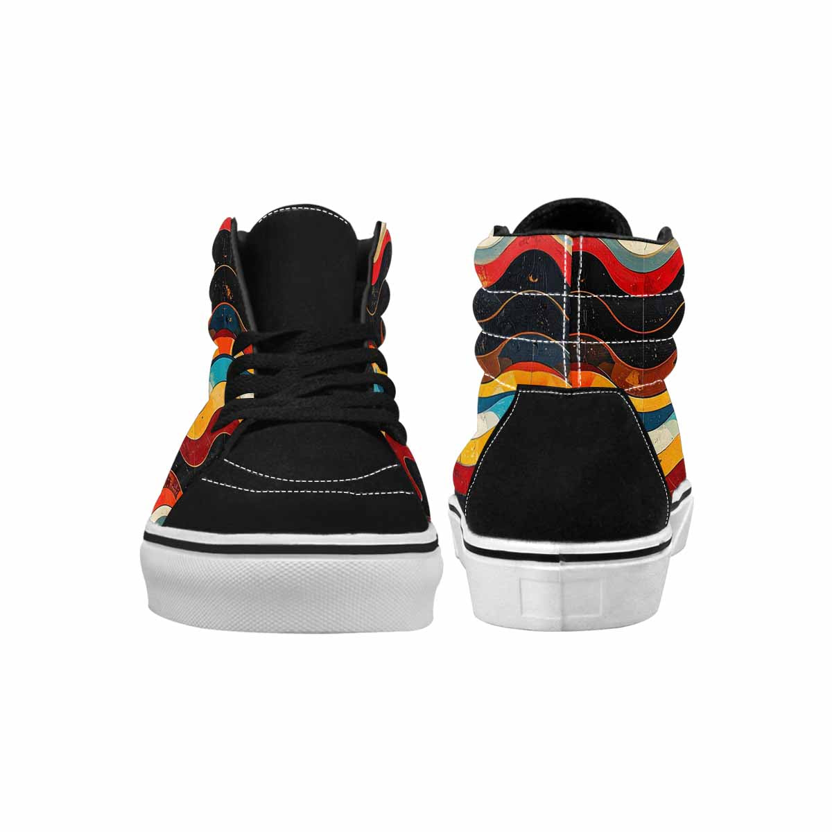 MEN'S Retro Wave Scallop Stripe High Top Canvas Dreamlike Custom Shoes