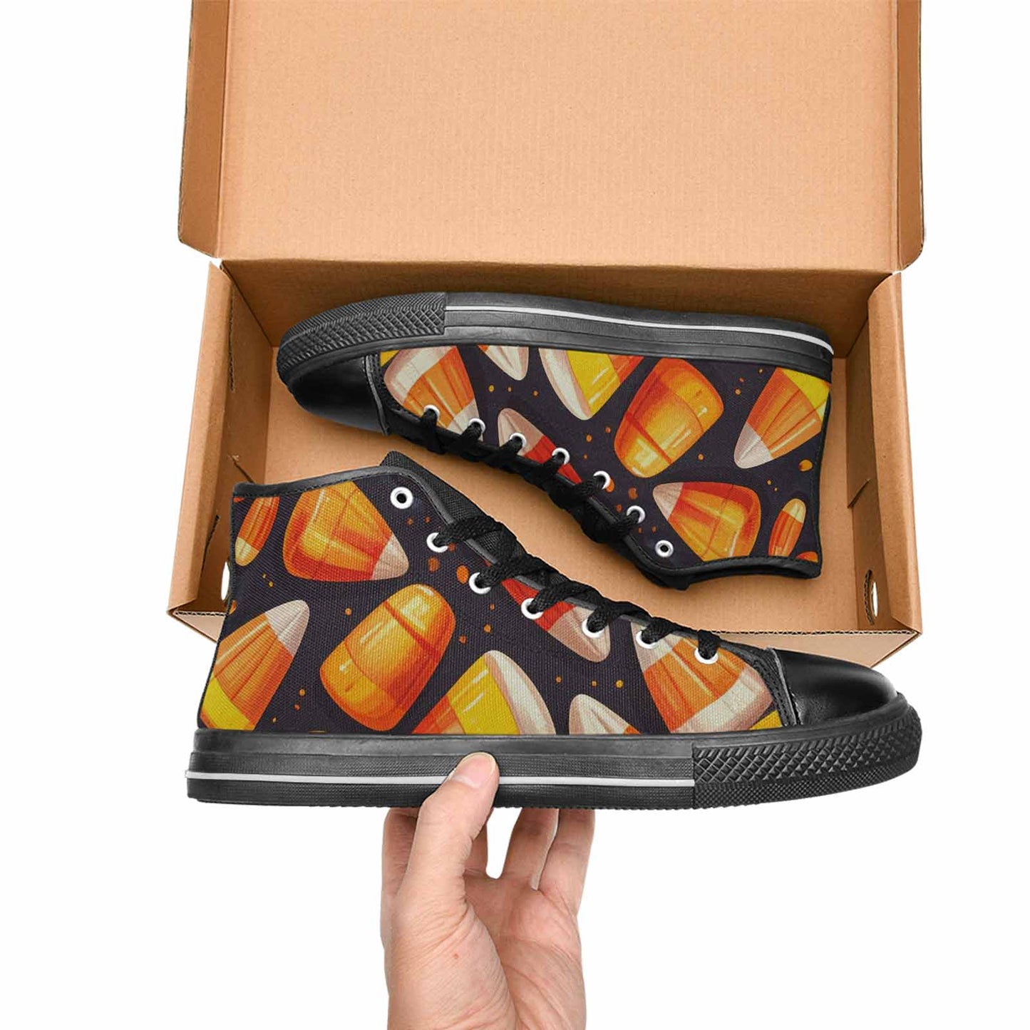 WOMEN'S Halloween Candy Corn High Top Canvas Cottagecore Sneakers